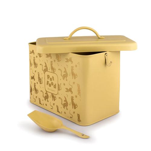 ELAN Pet Food Storage Container with Scoop |Metal Dog & Cat Food Storage Box (Daisy Yellow)