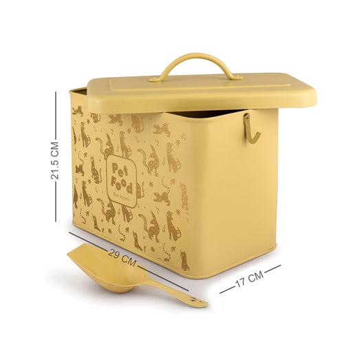 ELAN Pet Food Storage Container with Scoop |Metal Dog & Cat Food Storage Box (Daisy Yellow)