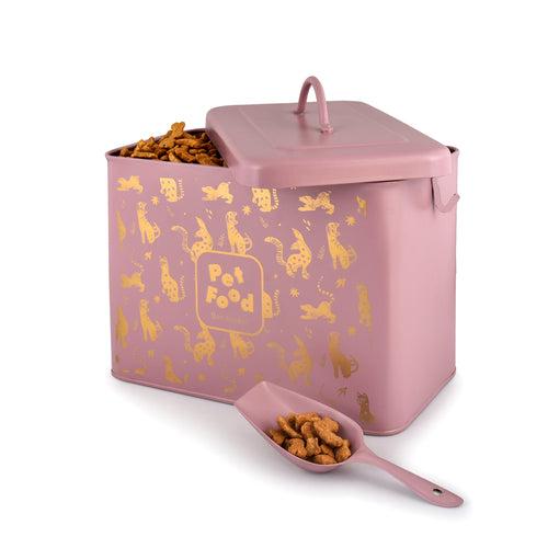 ELAN Pet Food Storage Container with Scoop |Metal Dog & Cat Food Storage Box (Mauve)