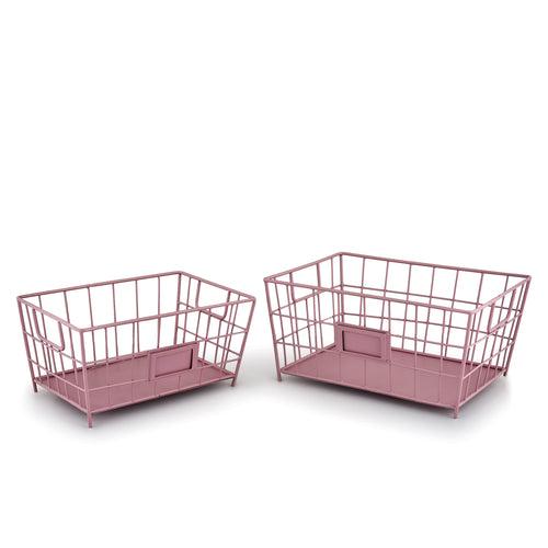 ELAN LOFT Metal Rectangle Bin,  Baskets for Vegetables and Fruits   (Set of 2, Mauve)