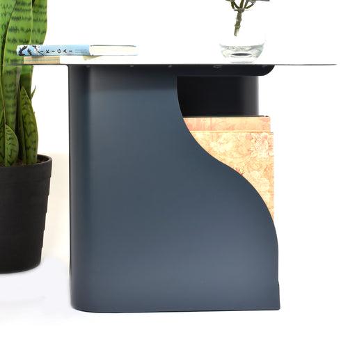 Elan Rivista End Table with In-Built Magazine Holder (Steel, Charcoal)