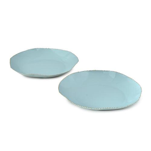 Elan Kesar Tea Plate, Dessert and Snacks Serving Plate (Set of 2, 23cm)