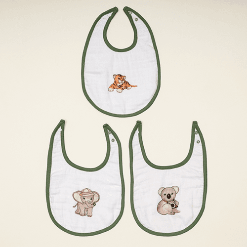 Cugo Bamboo Cotton Muslin Bibs (Pack of 3)