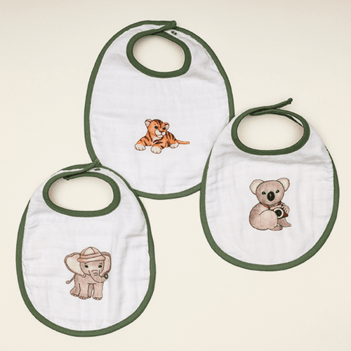 Cugo Bamboo Cotton Muslin Bibs (Pack of 3)