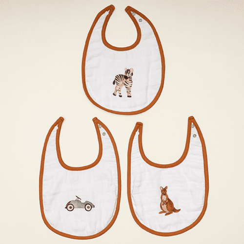 Cugo Bamboo Cotton Muslin Bibs (Pack of 3)