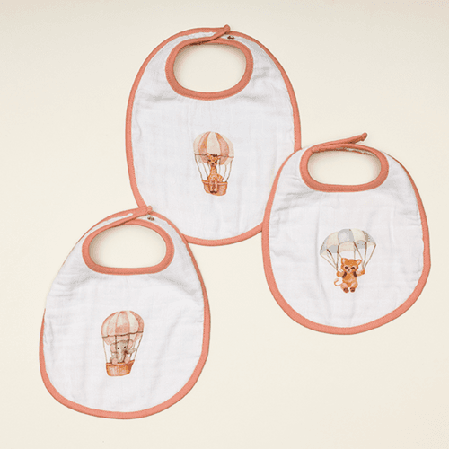 Cugo Bamboo Cotton Muslin Bibs (Pack of 3)