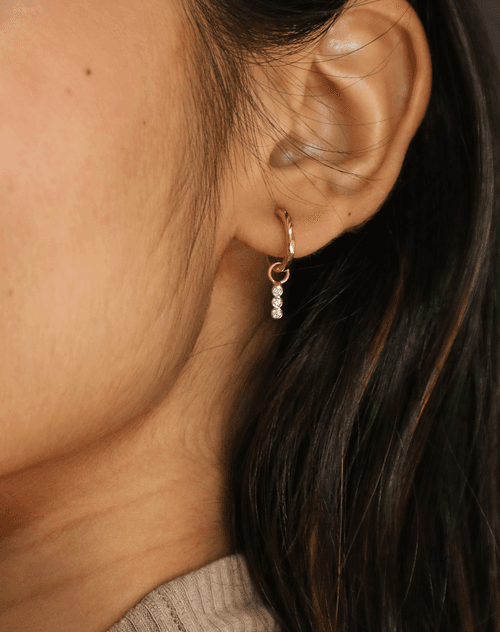 Three Bar Diamond Hoop Earrings Set