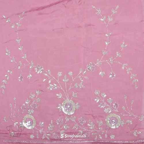 Carnation Pink Organza Saree With Hand Embroidery