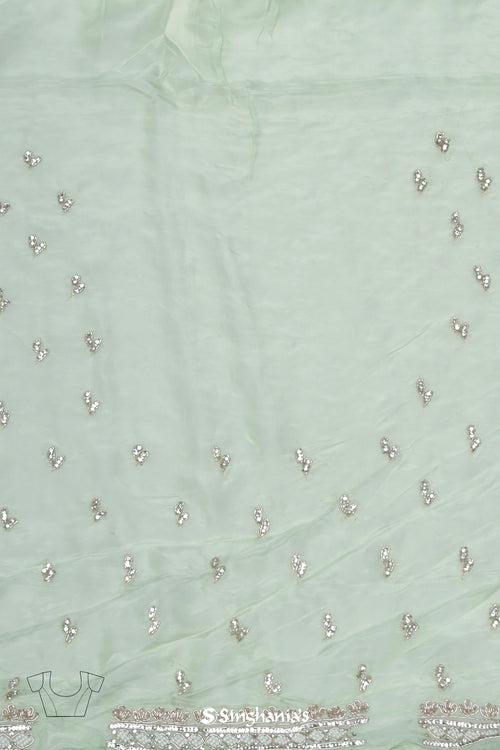 Chetwode Green Organza Saree With Butti Embroidery