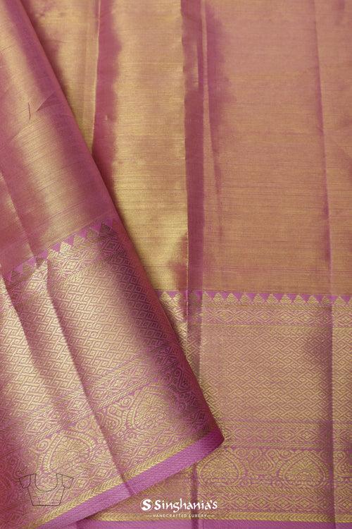 Pastel Pink Tissue Kanjivaram Silk Saree With Jaal Design