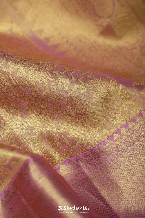 Pastel Pink Tissue Kanjivaram Silk Saree With Jaal Design