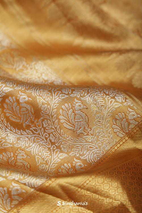 Gold Tissue Kanjivaram Silk Saree With Peacock Motifs