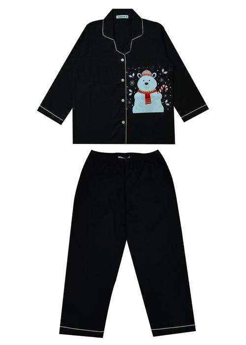 Christmas Polar Bear Print Long Sleeve Kids Night Suit