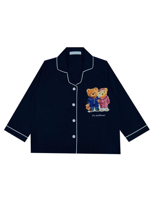 Its Bedtime Teddy Navy Long Sleeve Kids Night Suit