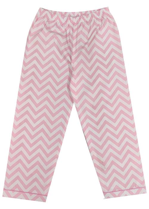 Pink Diagonal Print Long Sleeve Kids Night Suit