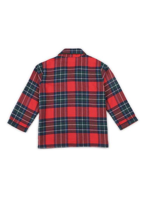 Christmas Checks Cotton Flannel Long Sleeve Kid's Night Suit