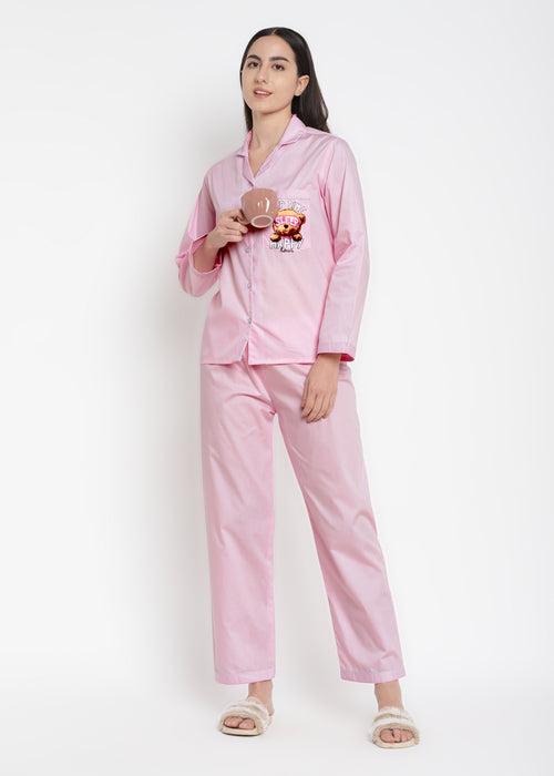 Nap Time Pink Long Sleeve Women's Night Suit