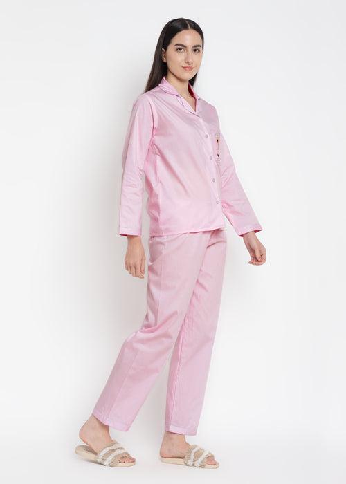 Nap Time Pink Long Sleeve Women's Night Suit