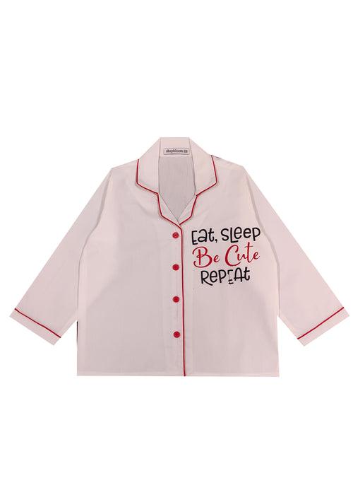 Eat Sleep Repeat Long Sleeve Kids Night Suit