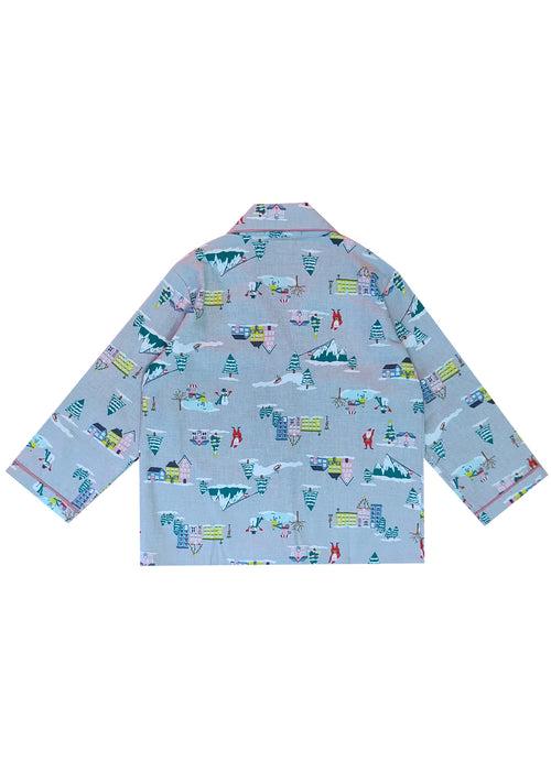 Santa City Print Cotton Flannel Long Sleeve Kid's Night Suit