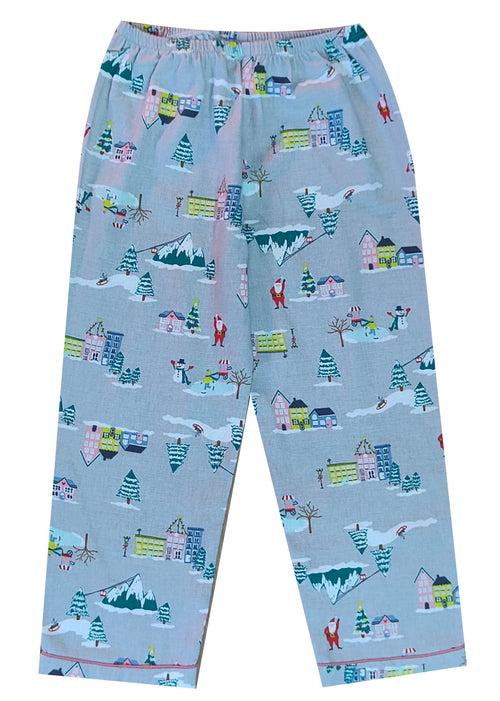 Santa City Print Cotton Flannel Long Sleeve Kid's Night Suit