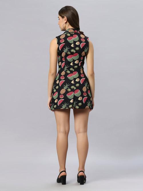 Fruit Print Jacquard Blazer Dress