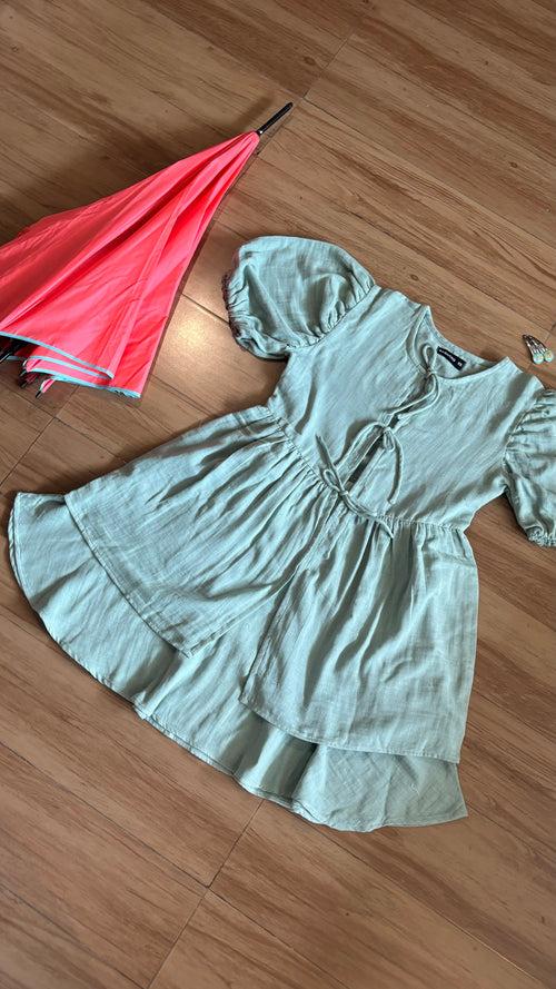 Mint Green Cotton Tie Up Coord Set