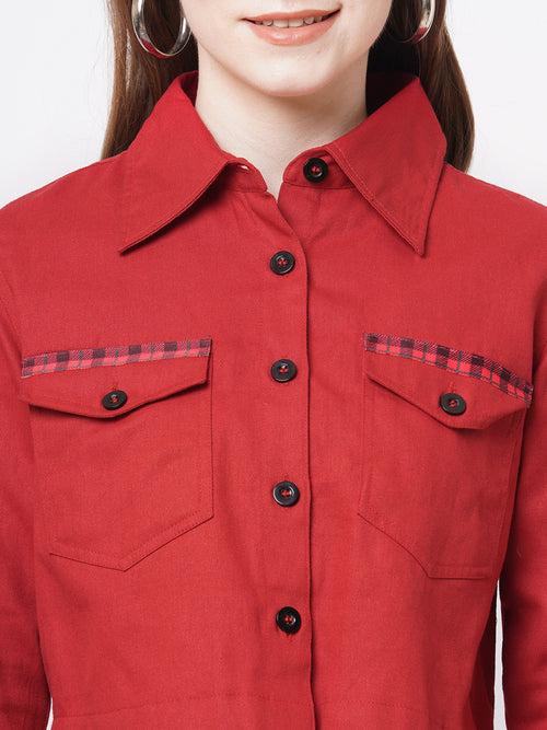 Cropped Red Contrast Shirt