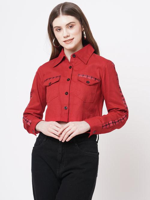 Cropped Red Contrast Shirt