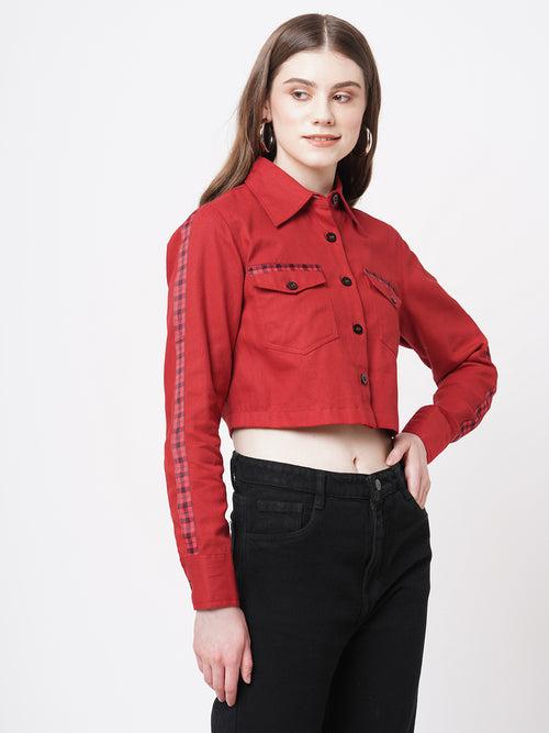 Cropped Red Contrast Shirt