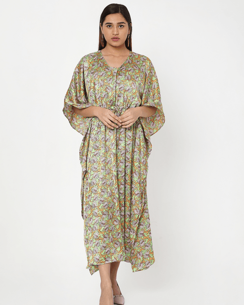 Forest Tiger Long Satin Kaftan