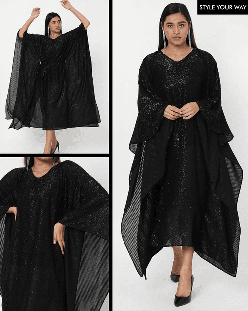 Black Shimmer Long Kaftan