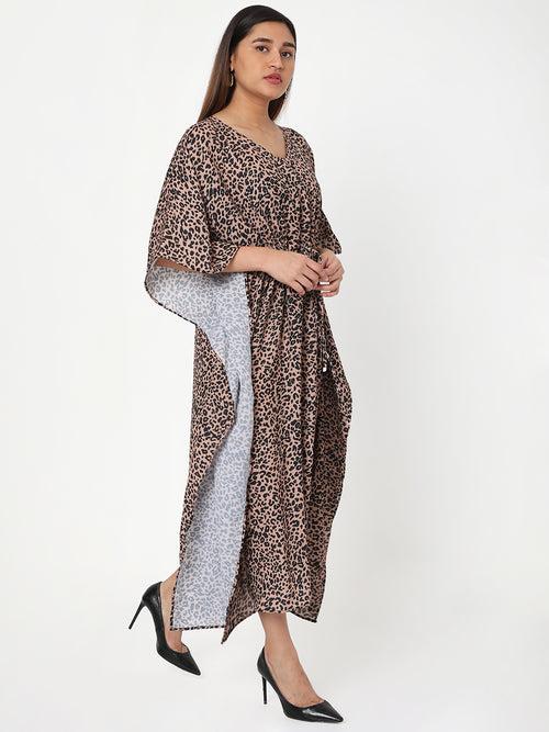 Leopard Printed Long Kaftan