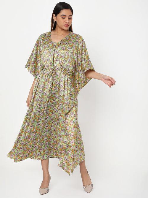 Forest Tiger Long Satin Kaftan