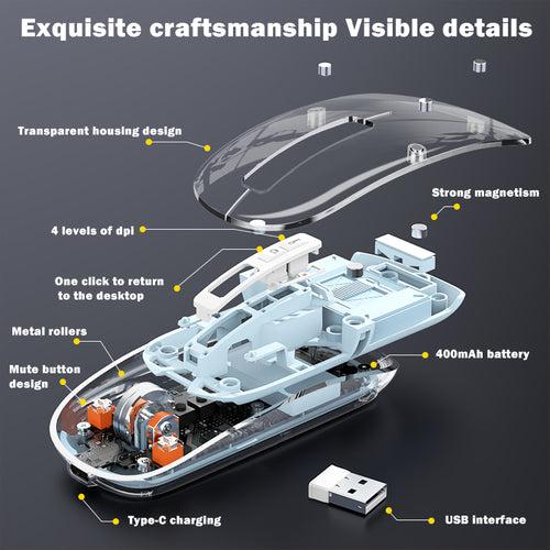 Arctic Fox Pureview Transparent Wireless and Bluetooth Rechargeable Mouse