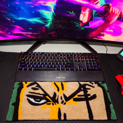 Anime Swordsman Gaming Wrist Rest Rug - Ergonomic Keyboard Support for Gamers