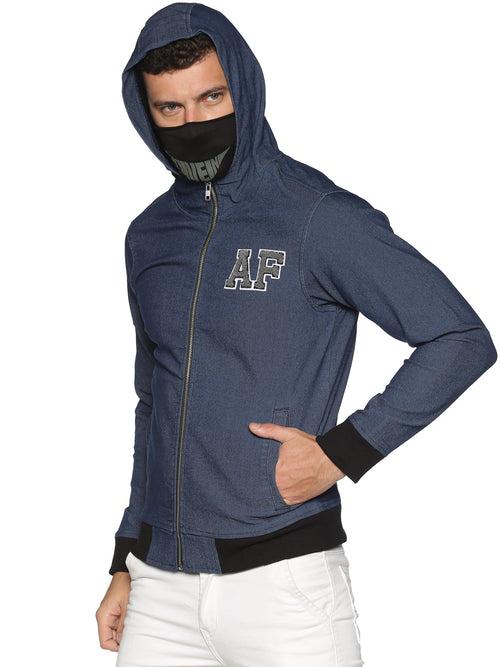 Arctic Fox Men Denim Blue sweatshirts with Integrated Mask & Hoodies