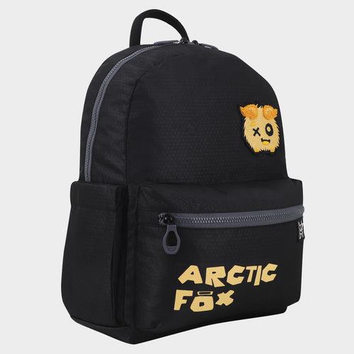Arctic Fox Puff Black School Backpack for Boys and Girls