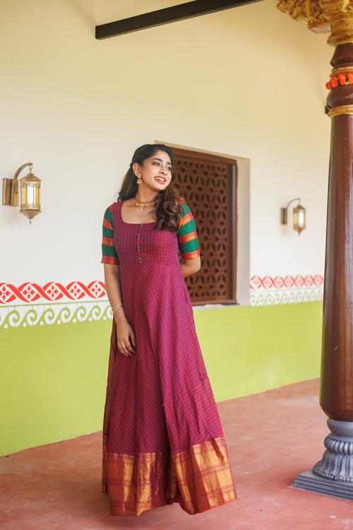 Sahana Magenta Narayanpet Cotton Dress