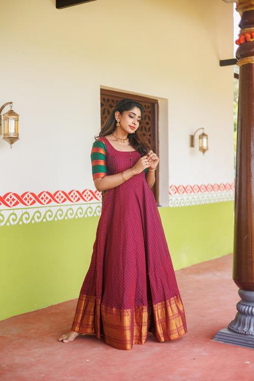 Sahana Magenta Narayanpet Cotton Dress