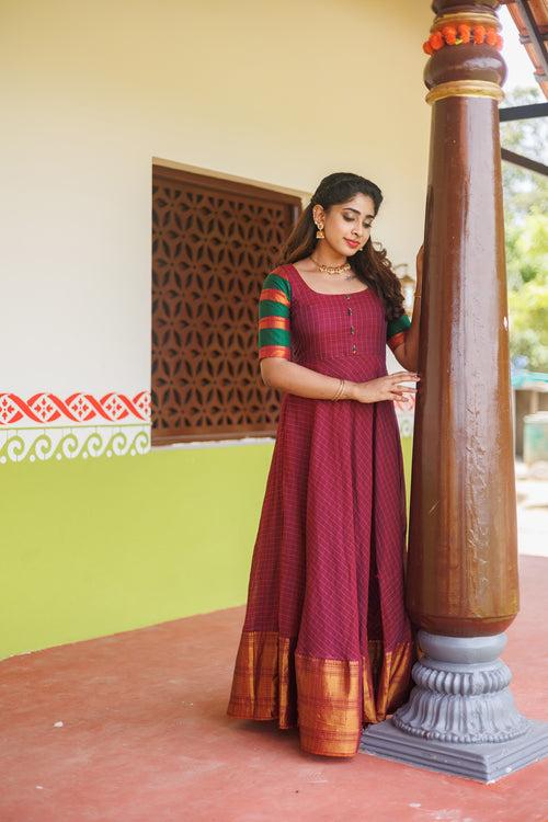 Sahana Magenta Narayanpet Cotton Dress