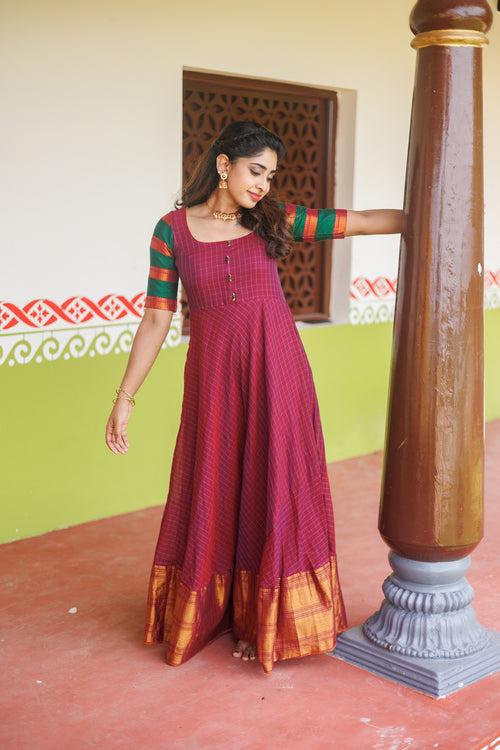 Sahana Magenta Narayanpet Cotton Dress