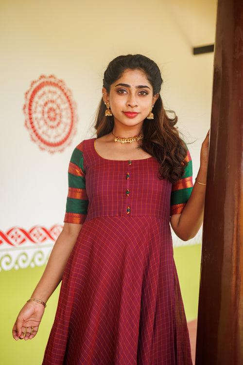 Sahana Magenta Narayanpet Cotton Dress