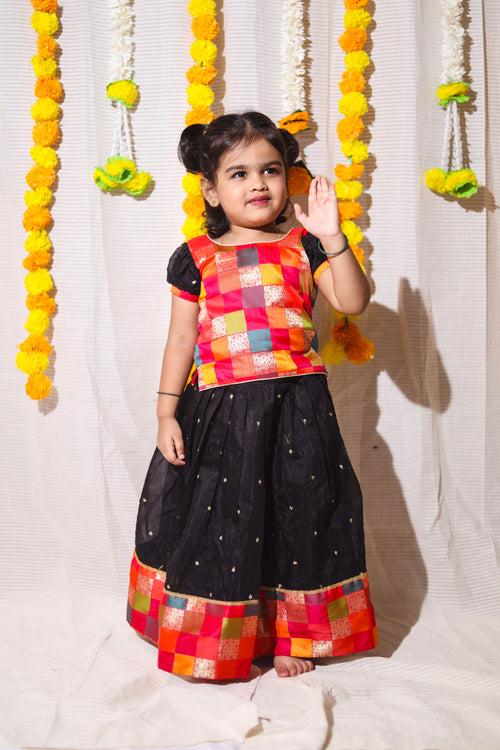 Poonam Black Skirt & Multicolor Top Mini