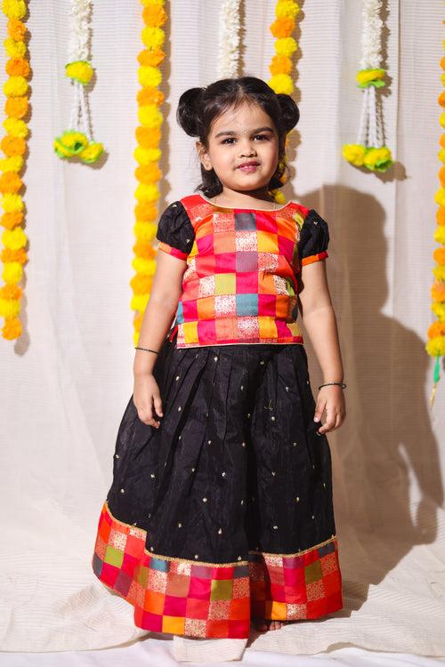 Poonam Black Skirt & Multicolor Top Mini