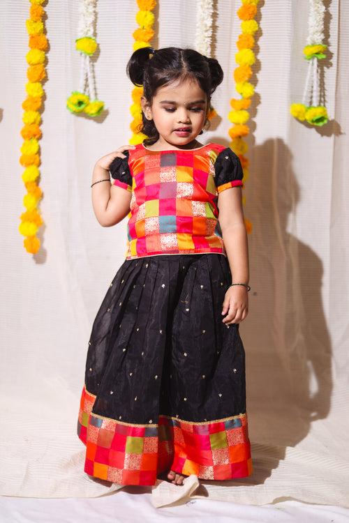 Poonam Black Skirt & Multicolor Top Mini