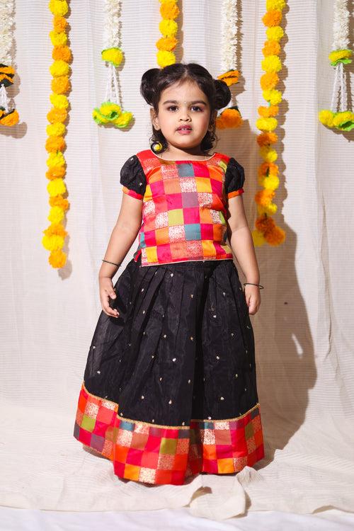 Poonam Black Skirt & Multicolor Top Mini