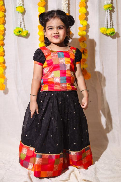 Poonam Black Skirt & Multicolor Top Mini