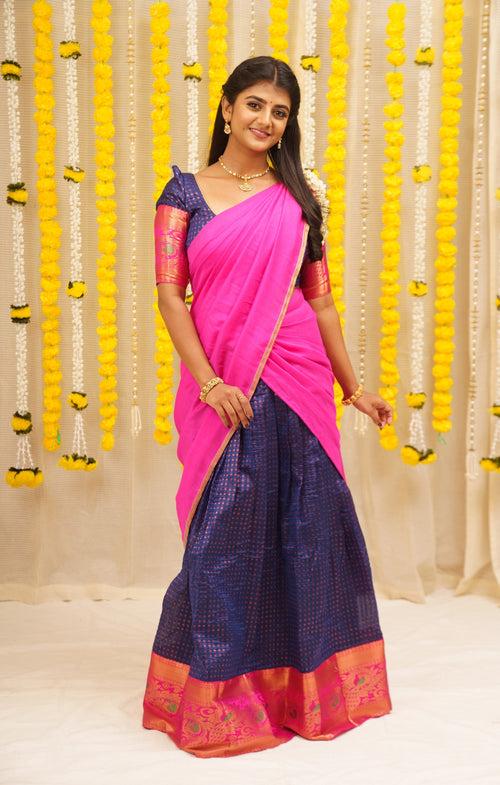 Sadana Blue with Pink Halfsaree