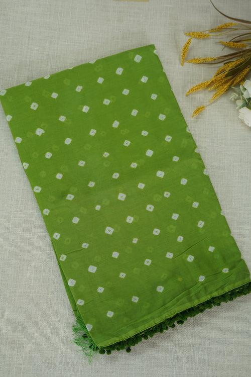 Green Pom-pom Chettinad Cotton Saree